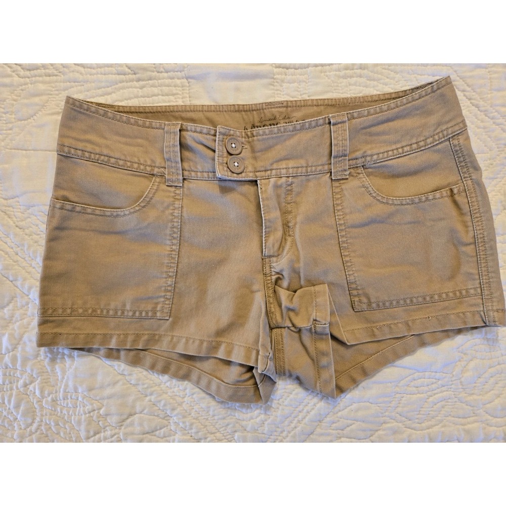 Aeropostale Short Shorts Women's Size 9 10 Khaki Tan Low Rise Mini Micro Y2K